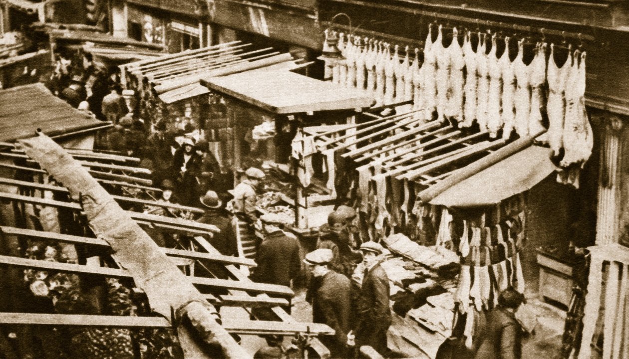 Berwick Street Market, Soho, om lørdagen (sepia-foto) af English Photographer
