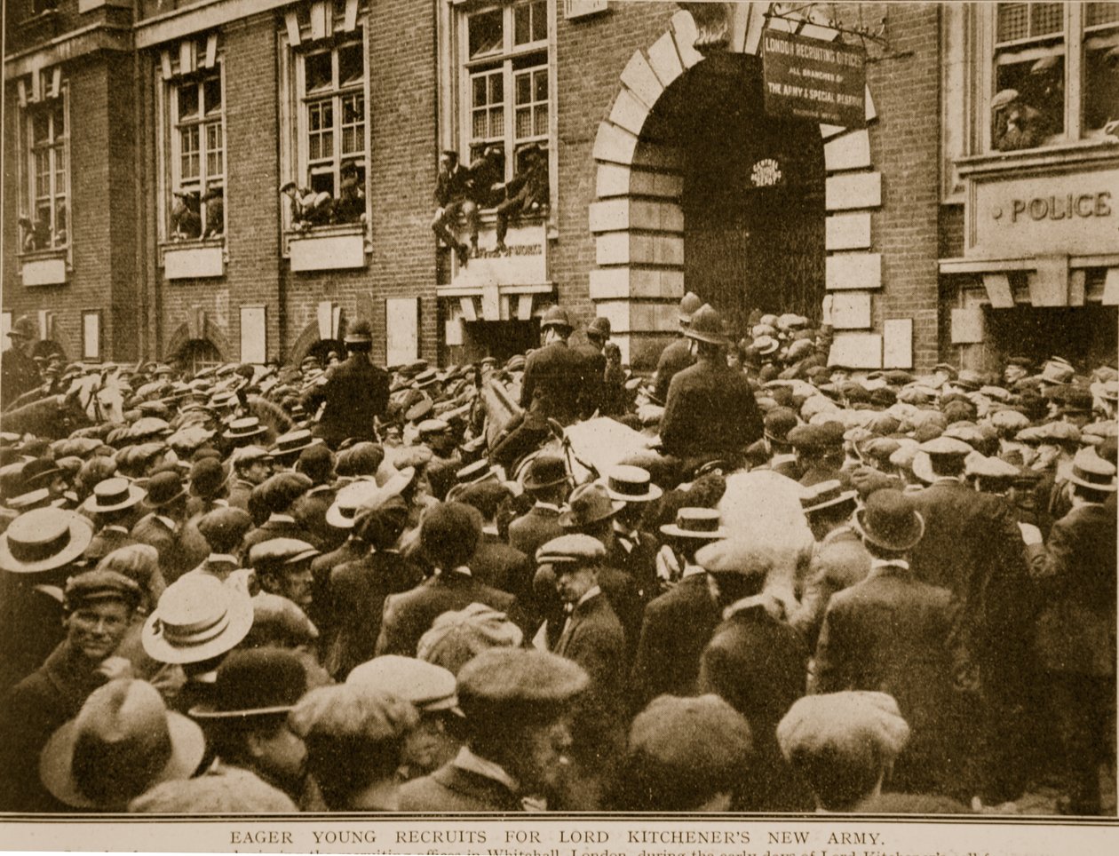 Ivrige unge rekrutter til Lord Kitcheners nye hær, 1914-19 af English Photographer