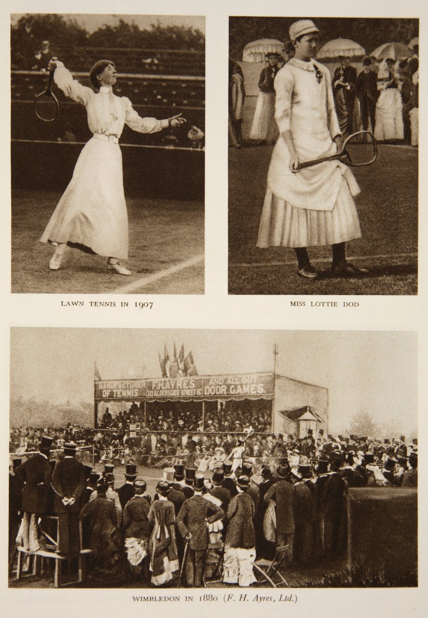 Lawn Tennis 1907, Miss Lottie Dod og Wimbledon i 1880, fra The Times (fotogravure) (se også 206604) af English Photographer