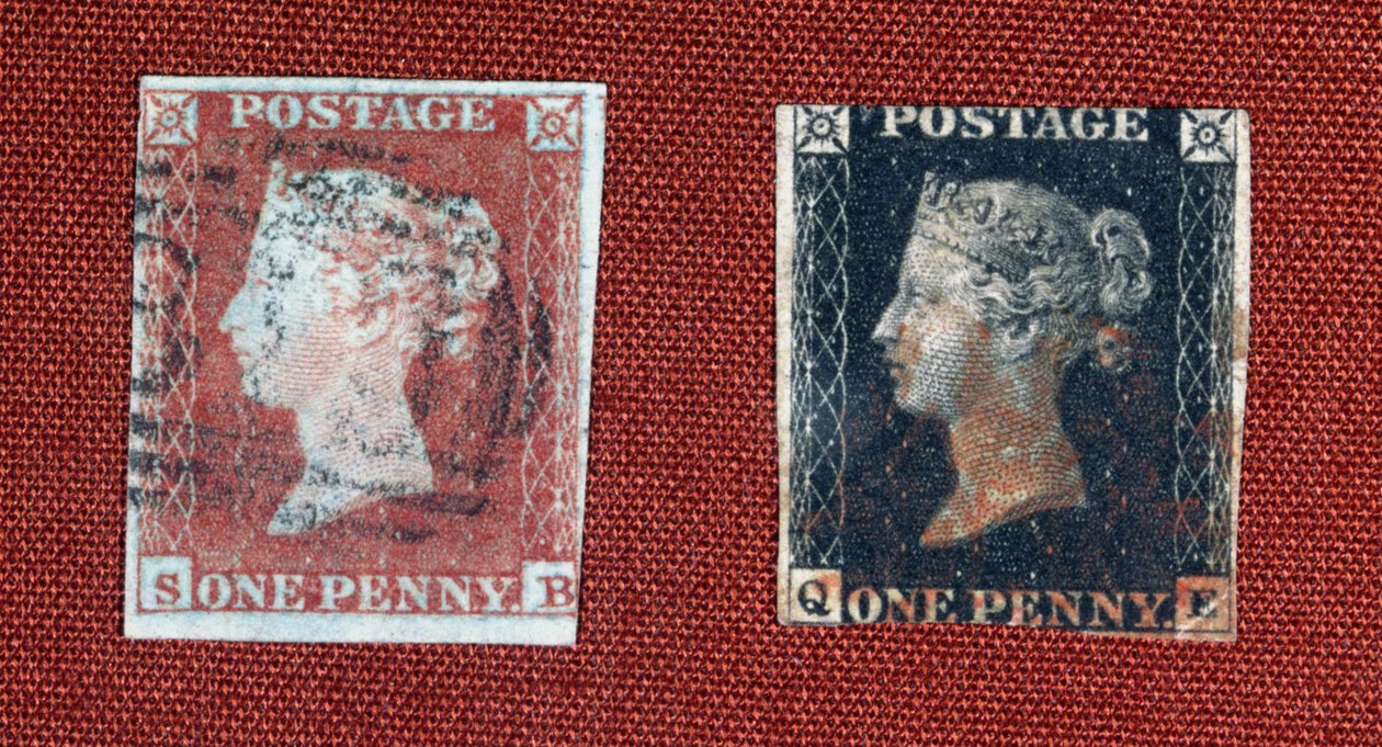 Penny Black and Penny Red, 1850 (blæk på papir) af English Photographer