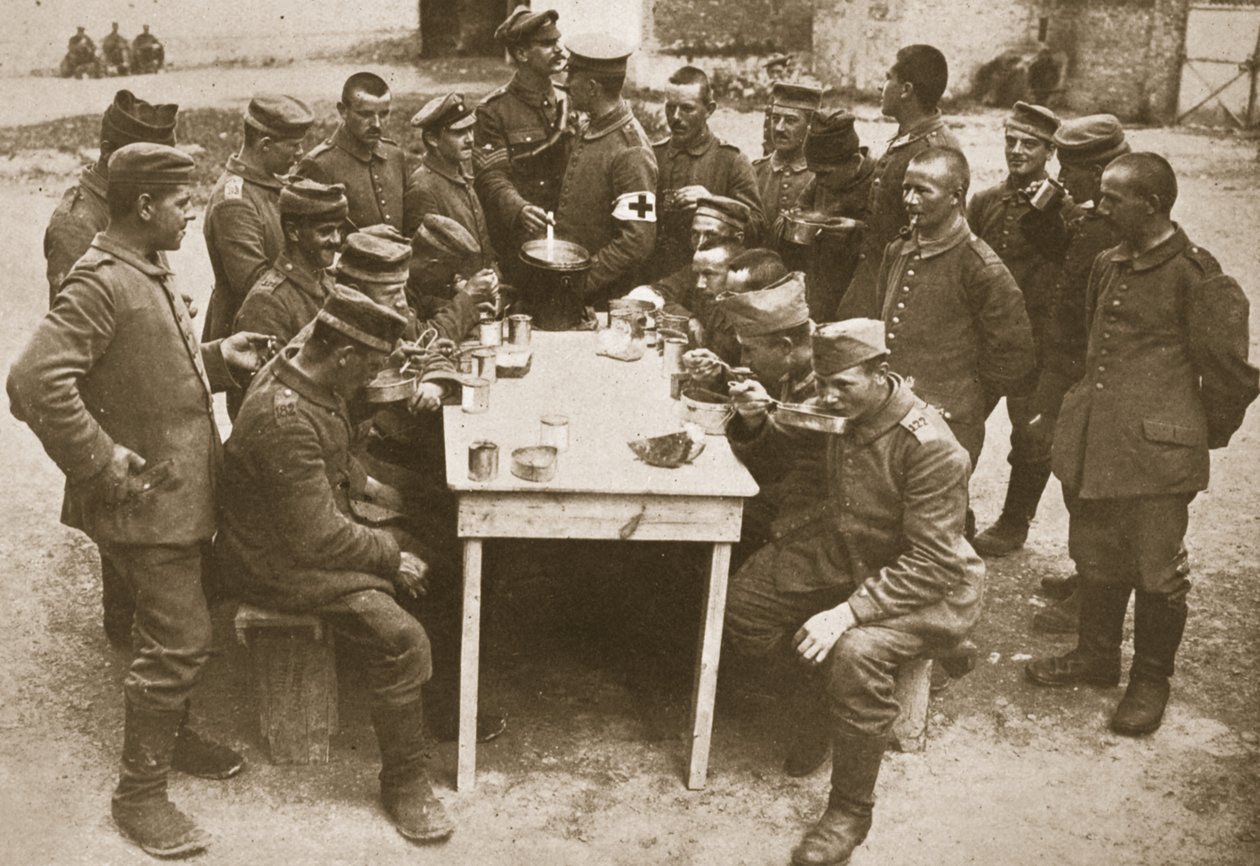 Måden tyske krigsfanger behandles efter at være blevet fanget (sepia-billede) af English Photographer