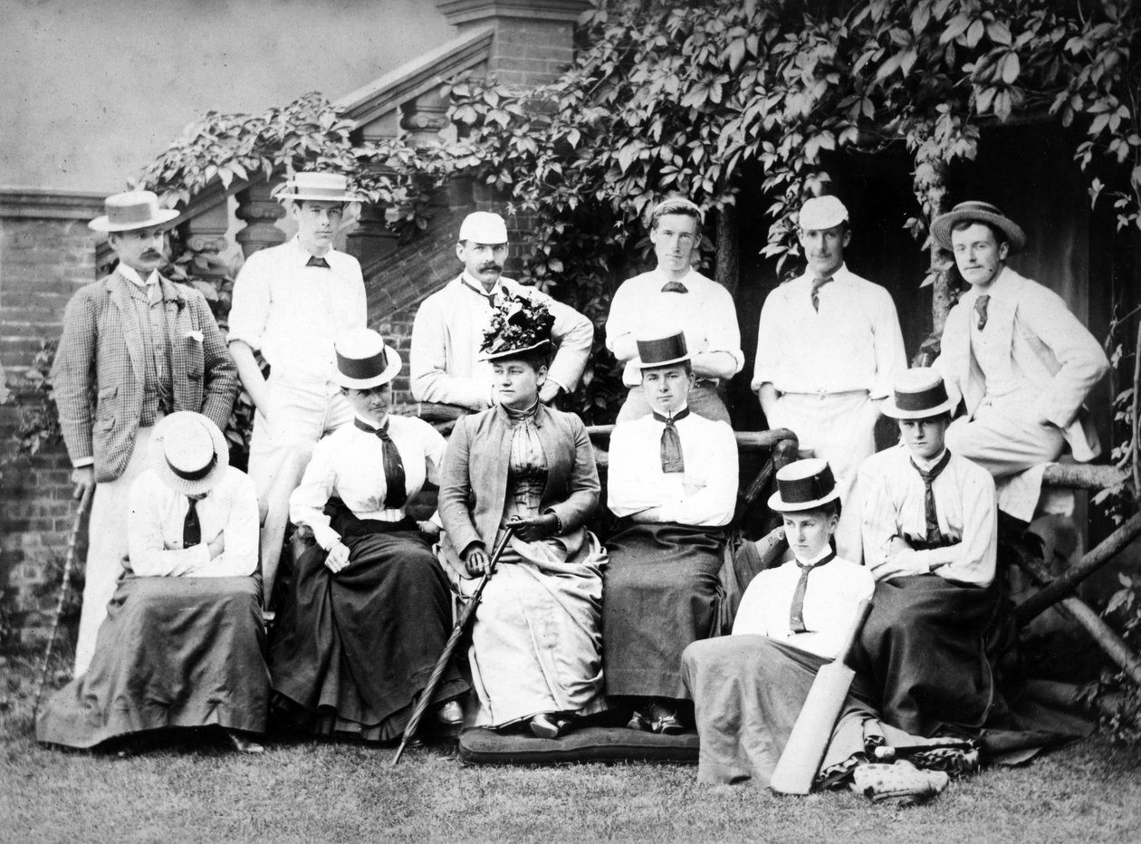 Victoriansk mænd og kvinders crickethold, ca. 1890 af English Photographer