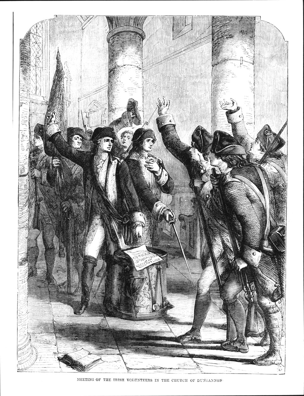 Et møde for de irske frivillige i Dungannon-kirken i 1784 af English School