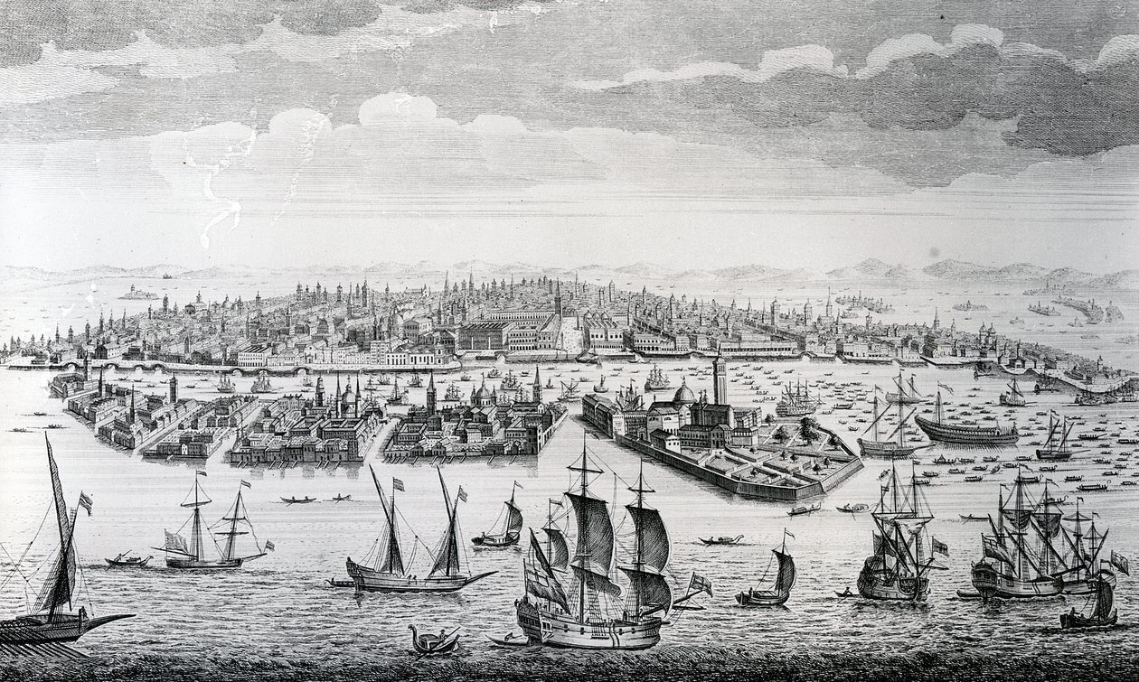 En perspektivisk udsigt over byen Venedig af English School