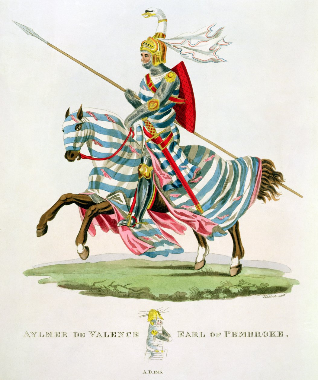 Aylmer de Valence, jarl af Pembroke (1265-1324), 1315, indgraveret af W. Maddocks, fra 