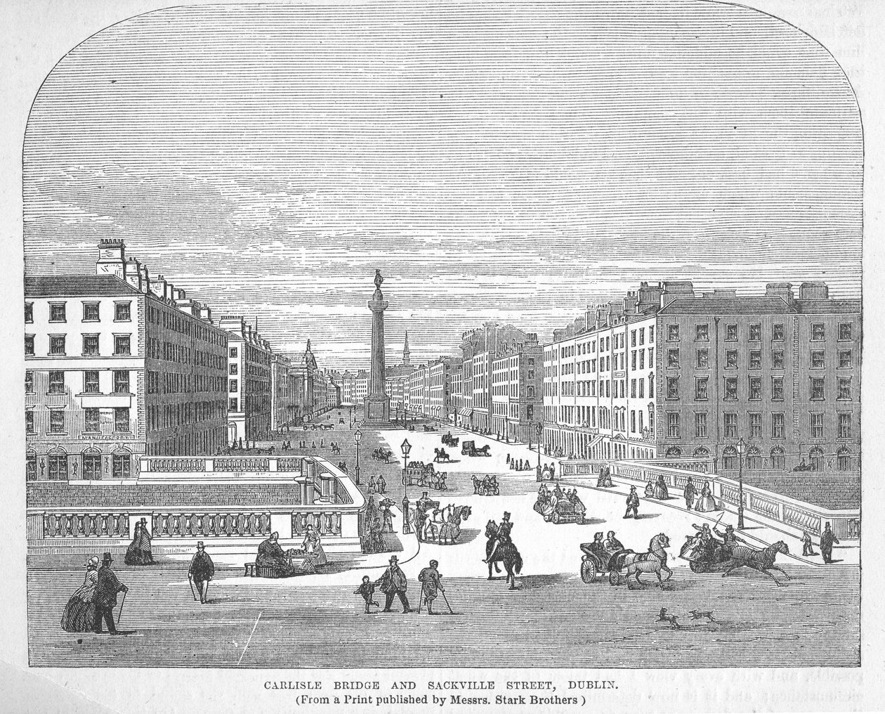 Carlisle Bridge og Sackville Street, Dublin af English School