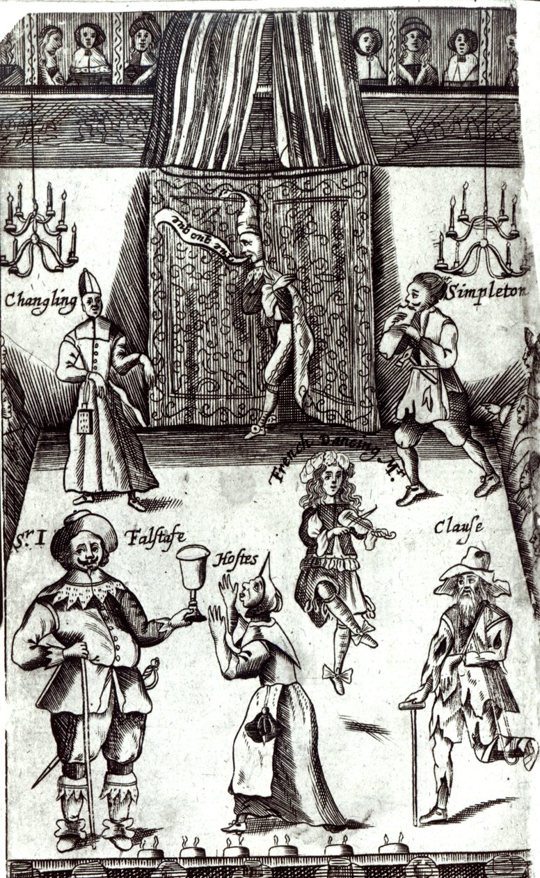 Komiske skuespillere i forestillinger, 1662 af English School