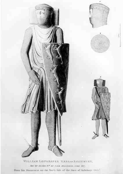Billede af William Longespee, tredje jarl af Salisbury (d.1226), fra hans monument i kirkeskibet i Salisbury Cathedral af English School