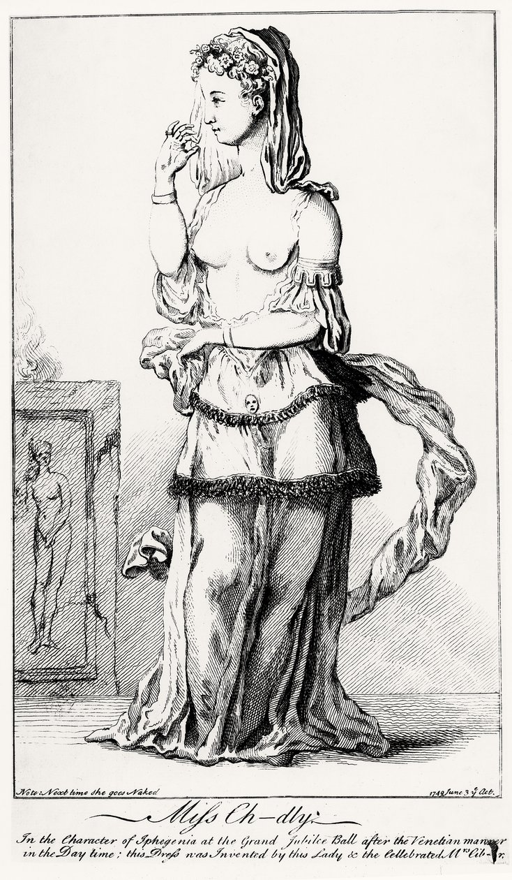 Elizabeth Chudleigh (1720-88) iklædt Iphigenias karakter af English School