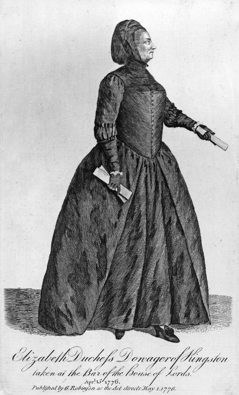 Elizabeth Chudleigh, grevinde af Bristol og hertuginde af Kingston, 1776 (mezzotint) af English School