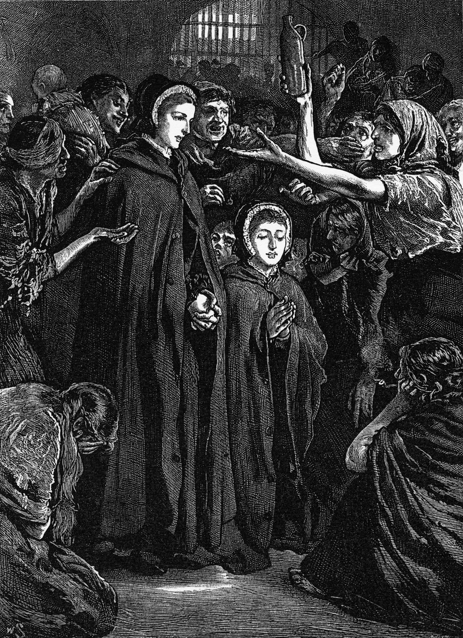 Elizabeth Fry og Anna Buxton på besøg i Newgate-fængslet af English School