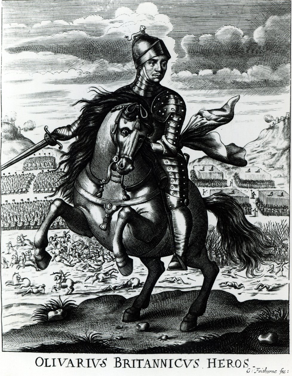 Ridesportræt af Oliver Cromwell (1599-1658) af English School