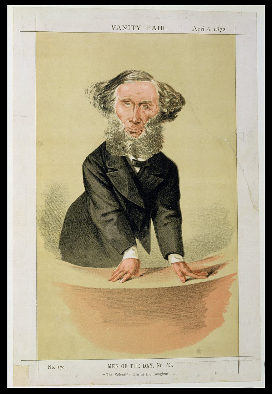 Men of the Day, nr. 43 The Scientific Use of the Imagination, tegneserie af John Tyndall, der holder et foredrag, 1872 af English School