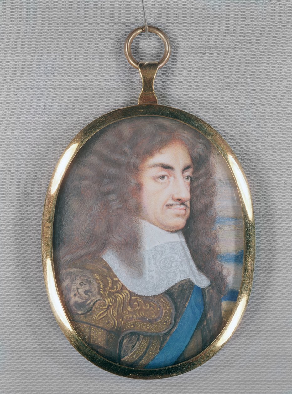 Miniature af Charles II (wc på vellum) af English School