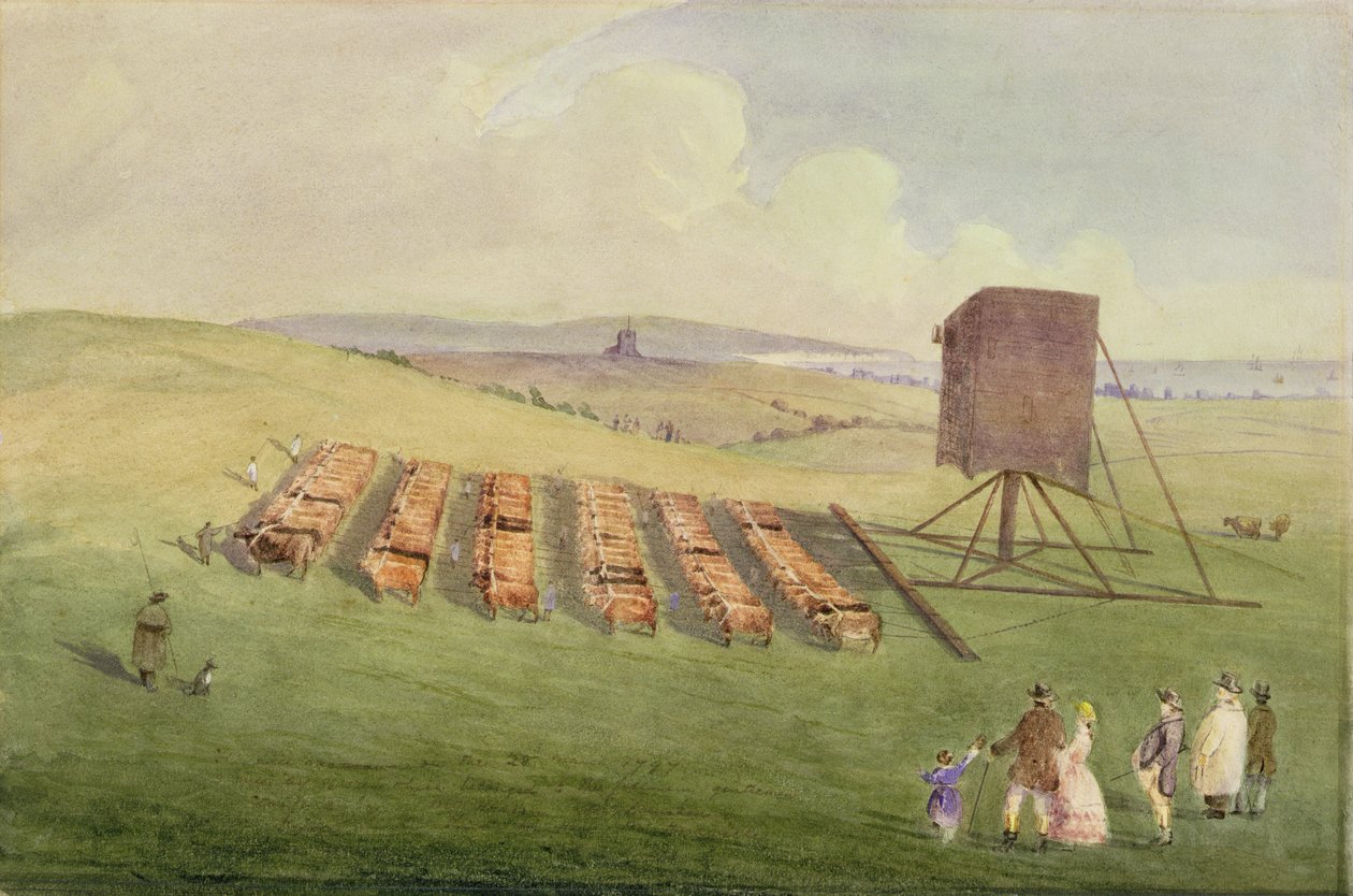 Moving the Windmill, 1797 (wc på papir) af English School