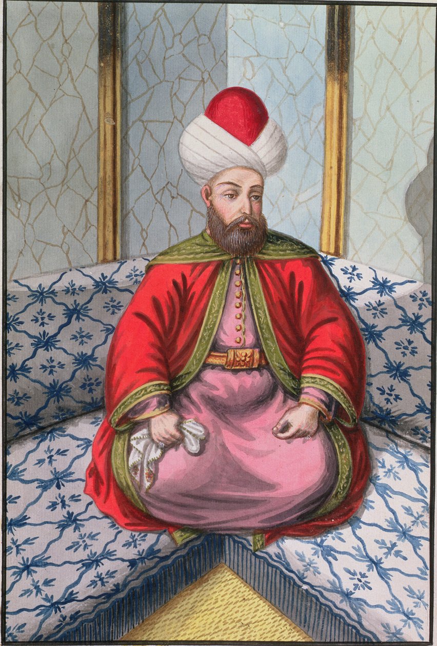 Orkhan (1288-1359), Sultan 1326-59, fra A Series of Portraits of the Emperors of Tyrkiet, 1808 (wc) af English School