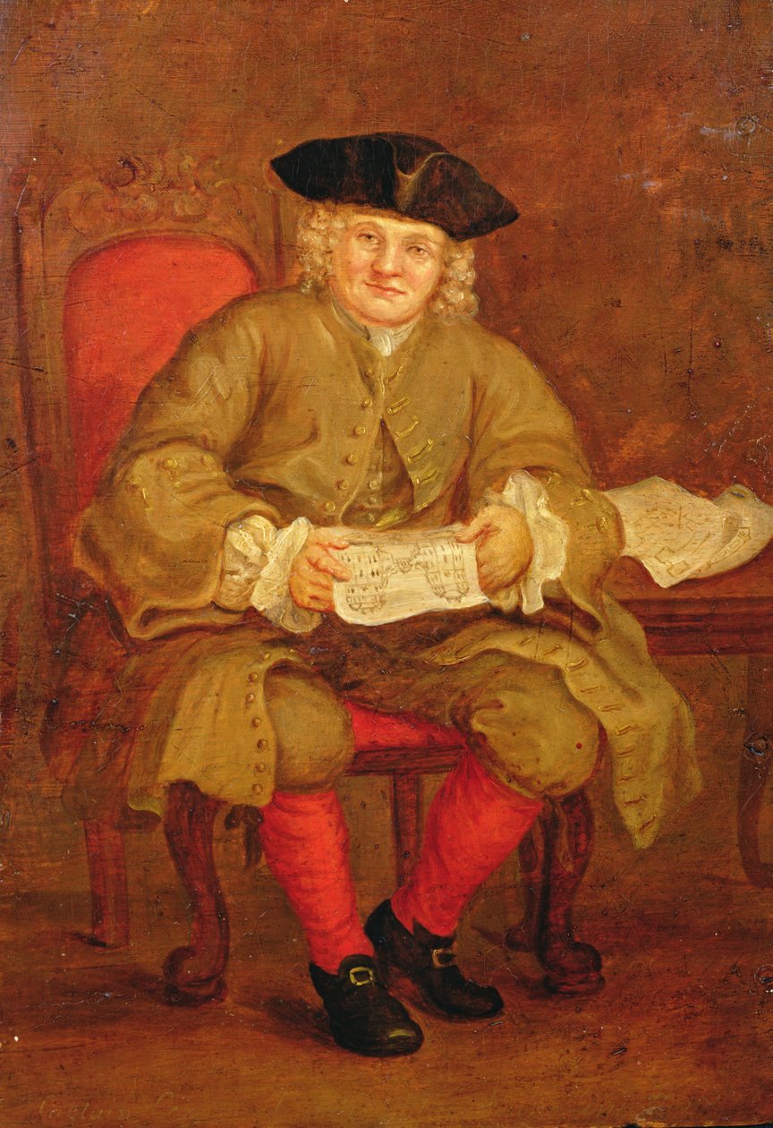 Portræt af kaptajn Coram (olie på papir) af English School