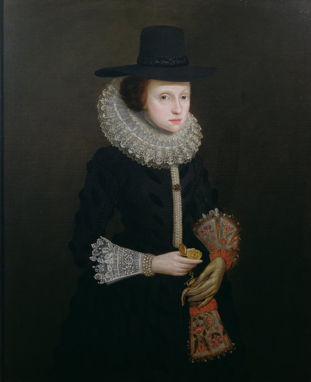Portræt af Hester Crispe (nee Irland), ca. 1620 af English School