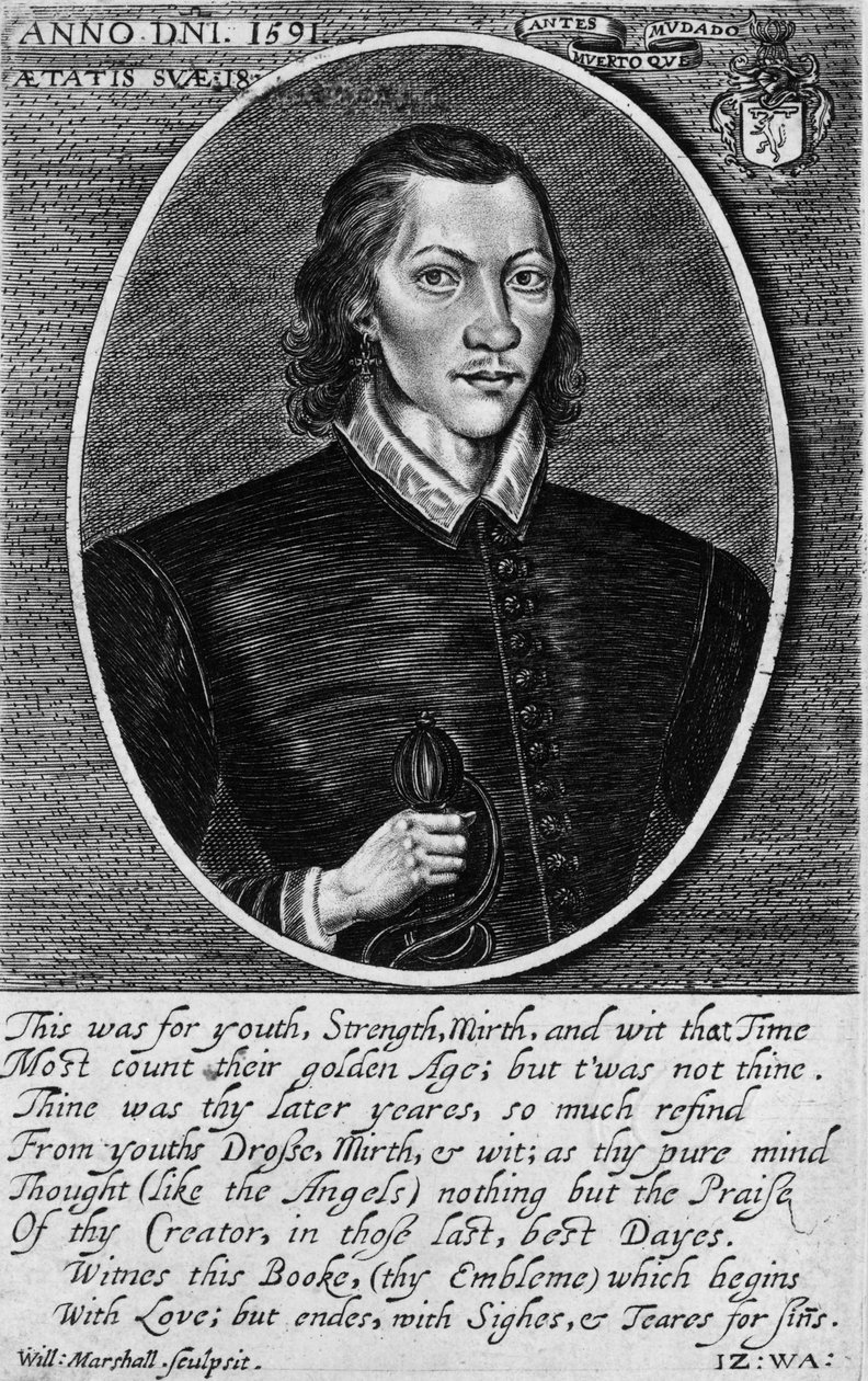 Portræt af John Donne, dateret 1591, frontispice til 