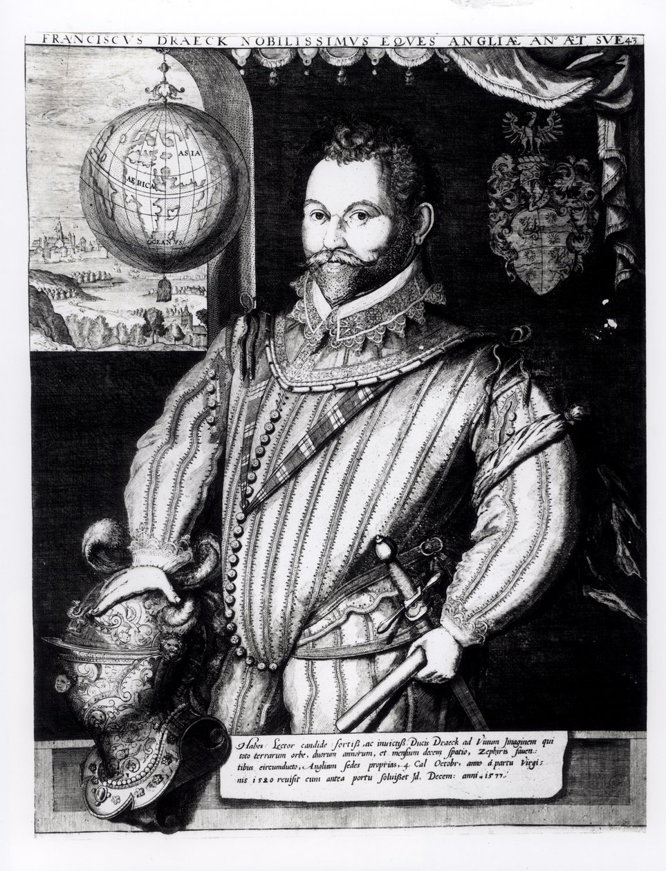 Portræt af Sir Francis Drake (ca. 1540-96) af English School