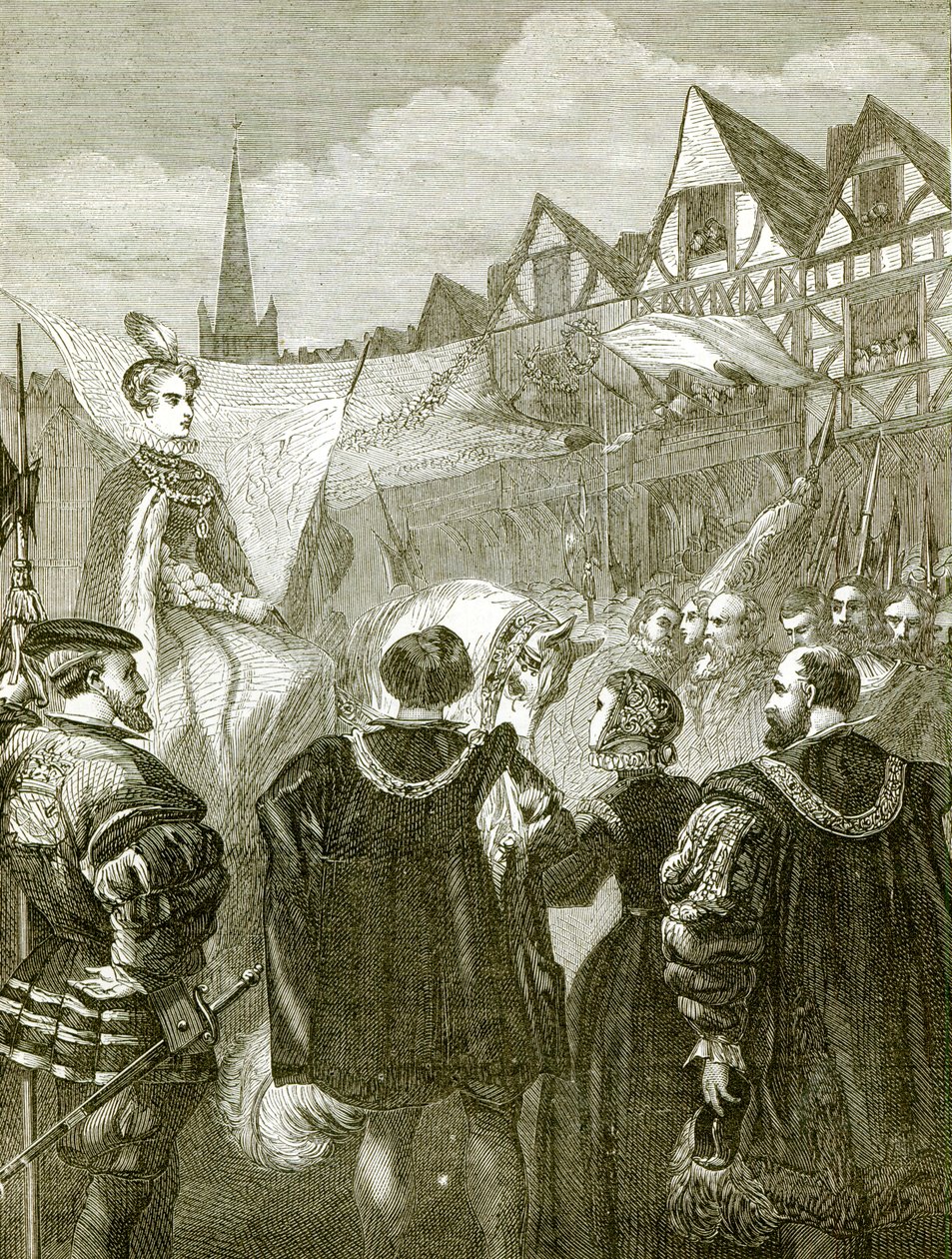 Dronning Elizabeth på vej ind i London af English School