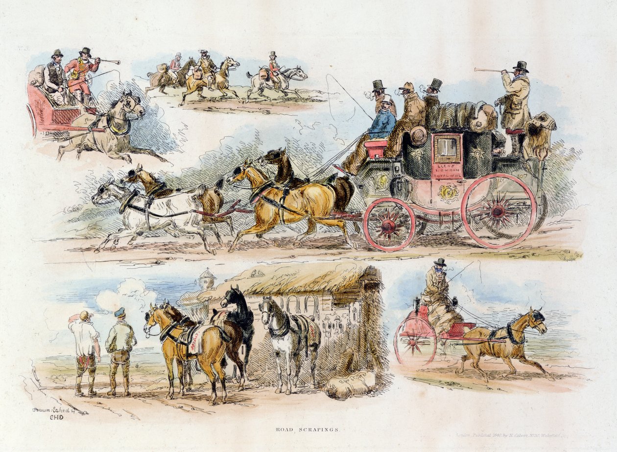 Road Scrapings, 1840 (farvegravering) af English School