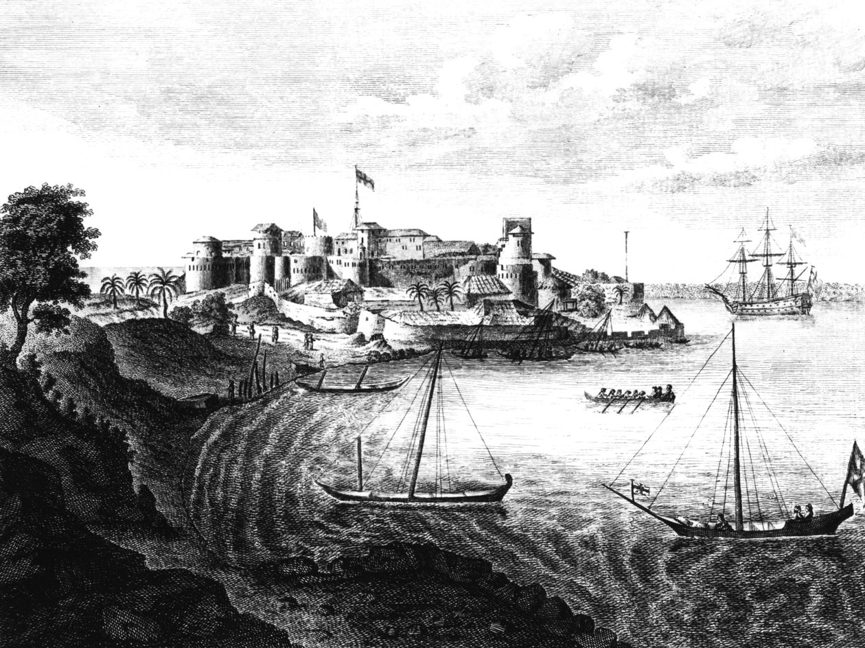 Sydøst udsigt over Geriah Fort, landingsstedet og indgangen fra 