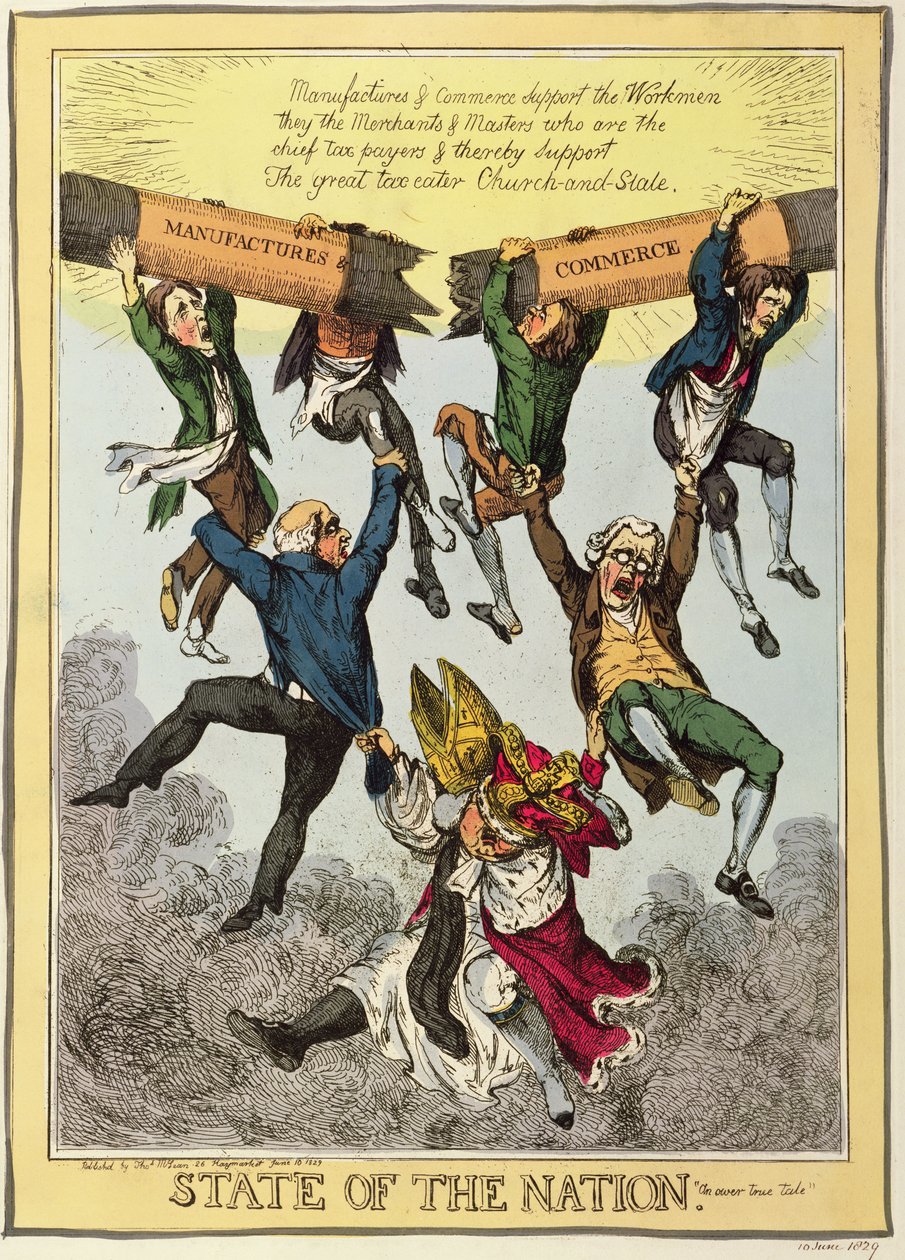 Nationens tilstand, 10. juni 1829 (farveætsning) af English School