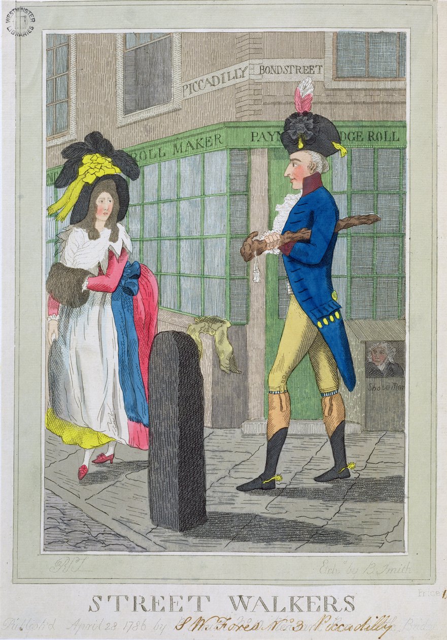 Street Walkers, ætset af B. Smith, pub. af S.W. Fores, 1786 (farvet radering) af English School
