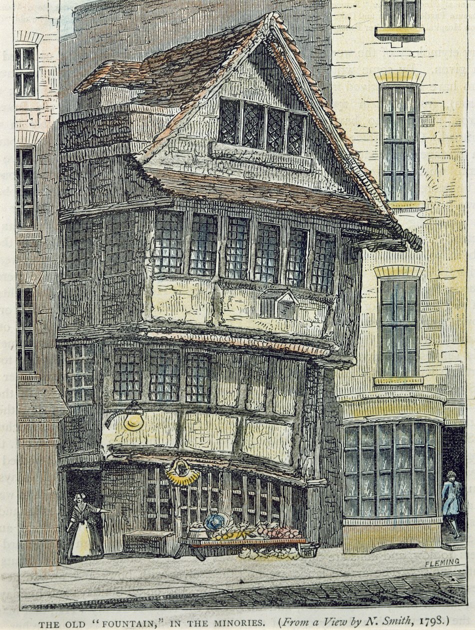 Den gamle fontæne i mindretallet (farvegravering) af English School