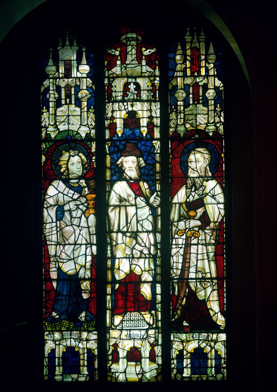 Winchester-vinduet, der forestiller St. John the Evangelist, St. James the Less og profeten Zephaniah, 1392 (farvet glas) af English School