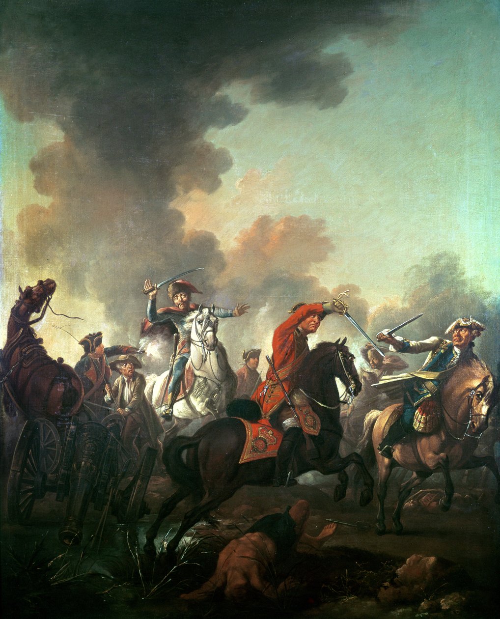 Thomas Brown i slaget ved Dettingen, 27. juni 1743 af English School