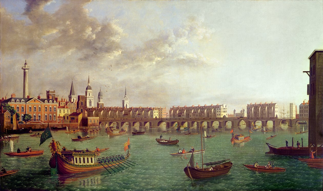 Udsigt over Old London Bridge af English School