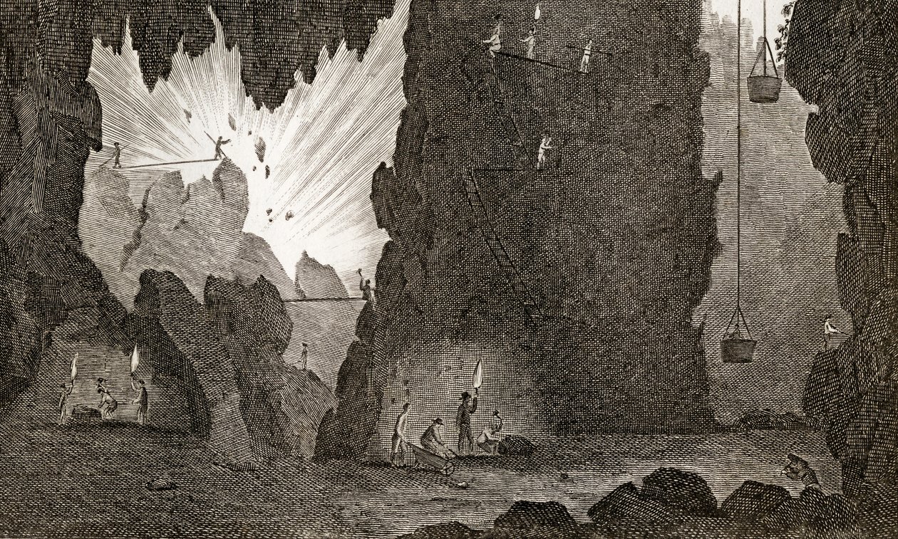 Udsigt over en jernmine, ca. 1783 af English School