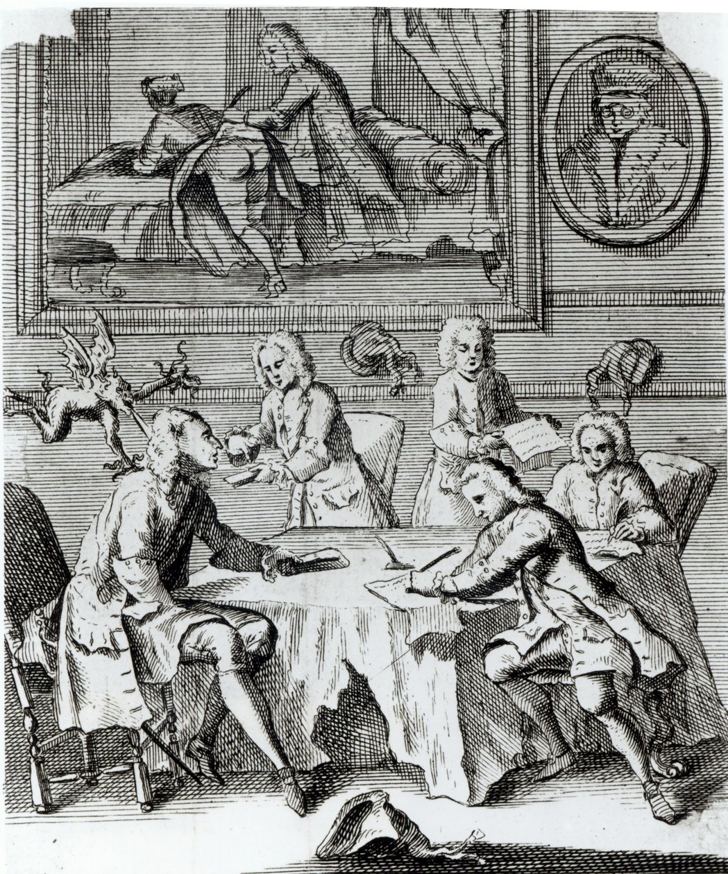 Whig Satire on Negotities for Treaty of Utrecht, c.1713 af English School
