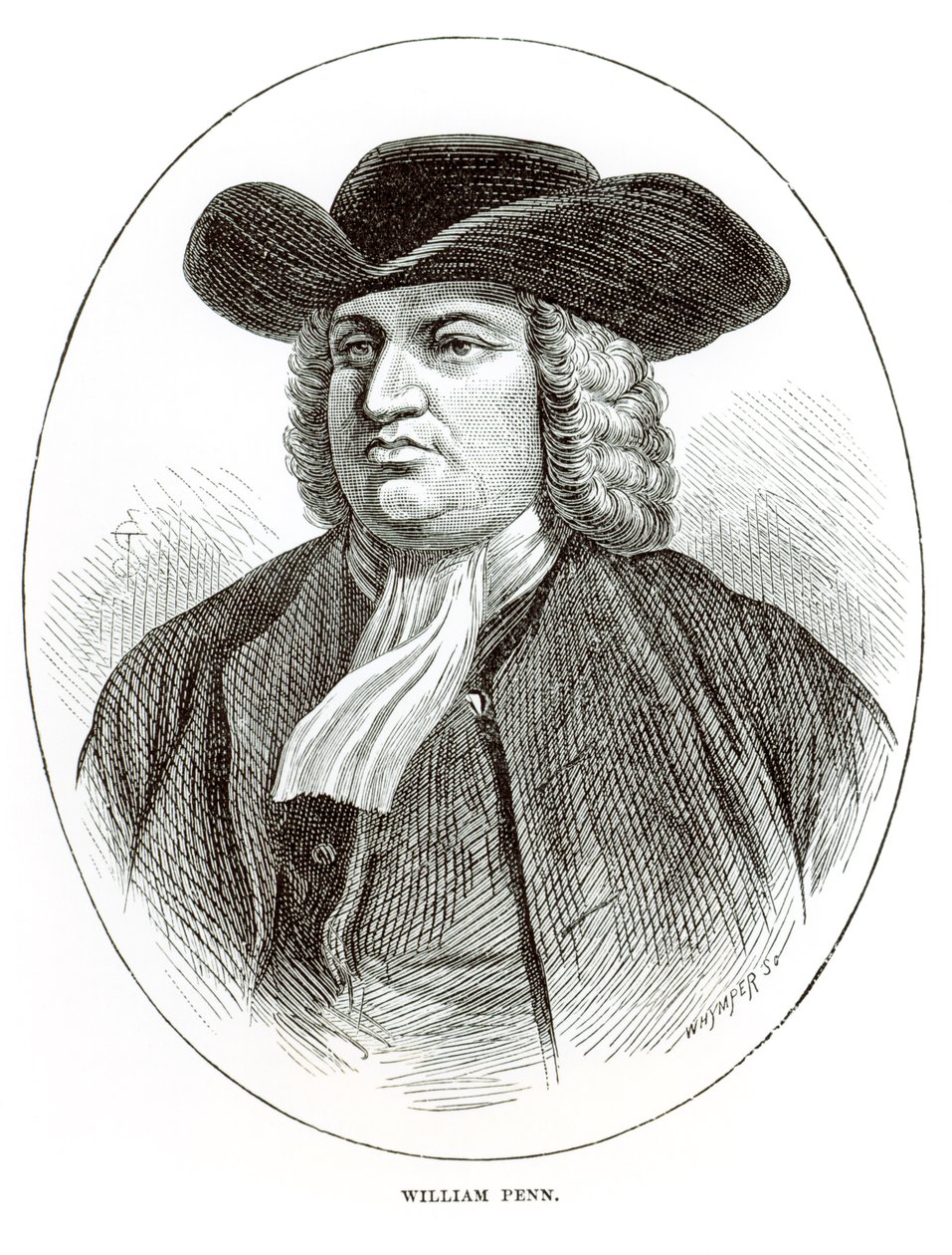 William Penn (1644-1718) graveret af Josiah Wood Whymper (1813-1903) af English School