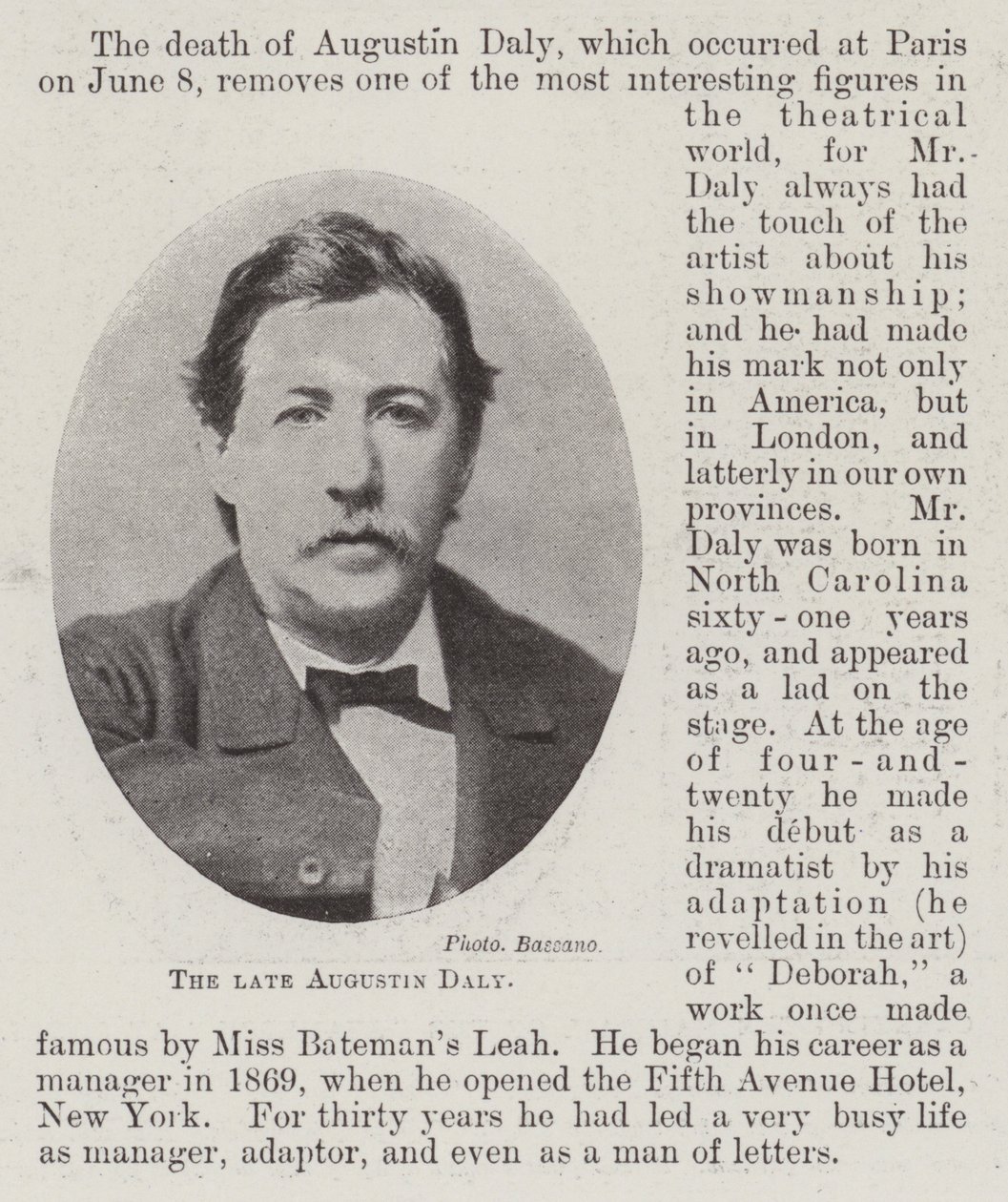 Afdøde Augustin Daly af English Photographer