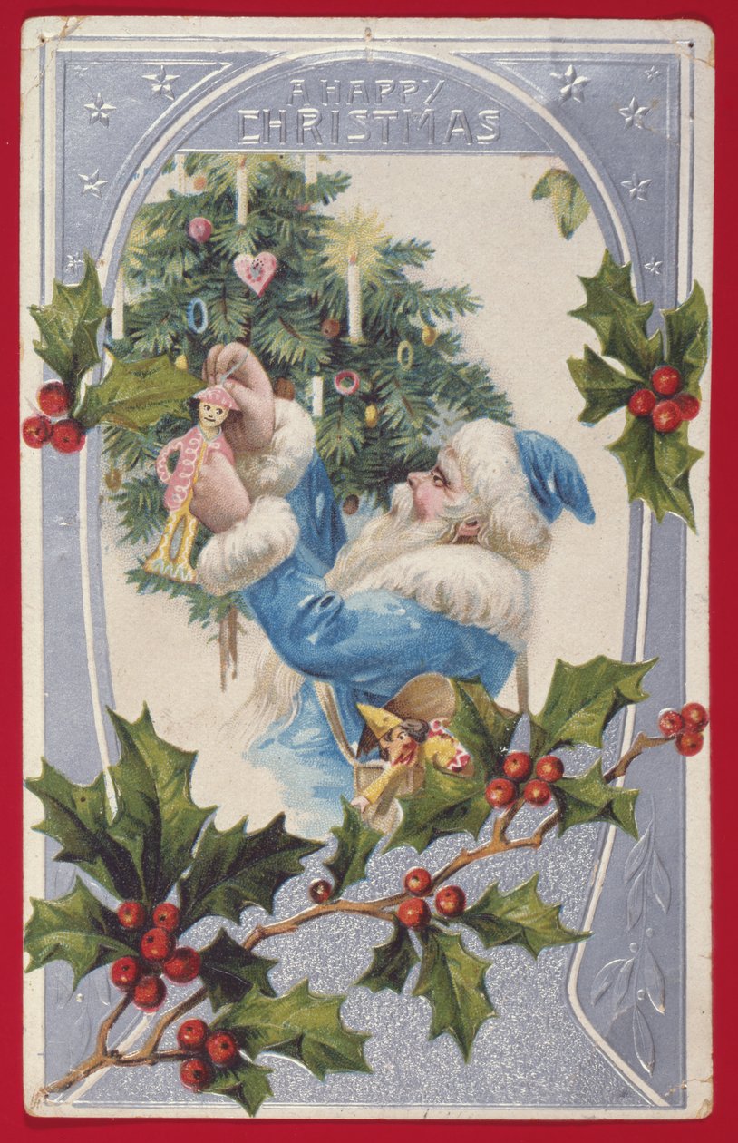 "A Happy Christmas", victoriansk kort (chromolitho) af English School