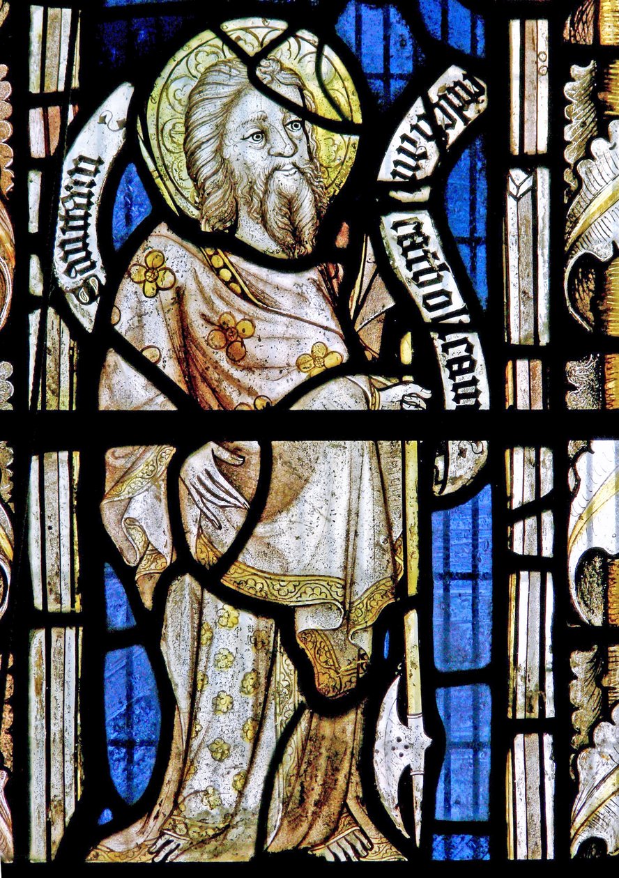Et sydvindue forestillende St Matthew af English School