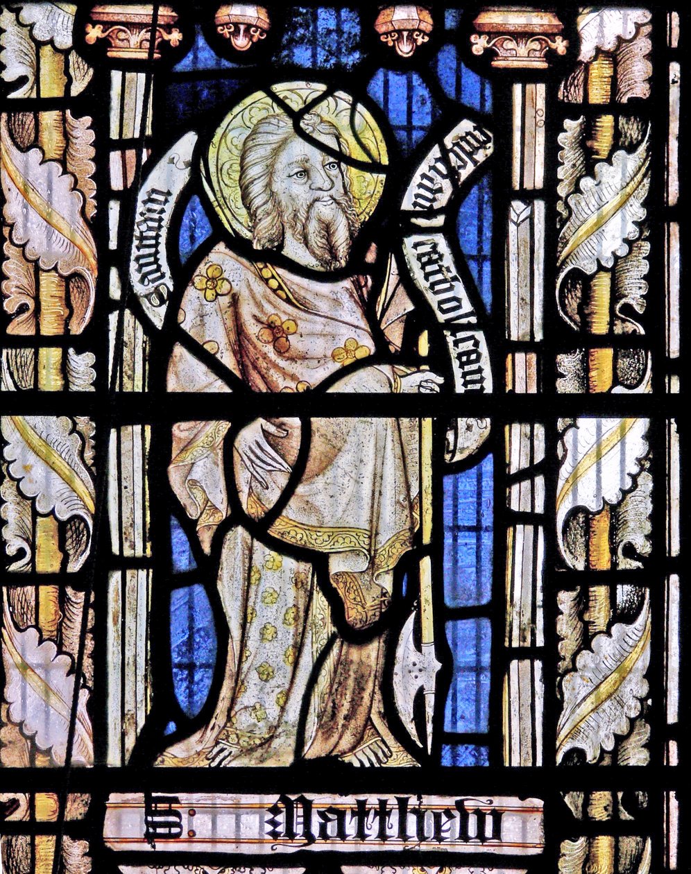 Et sydvindue forestillende St Matthew af English School