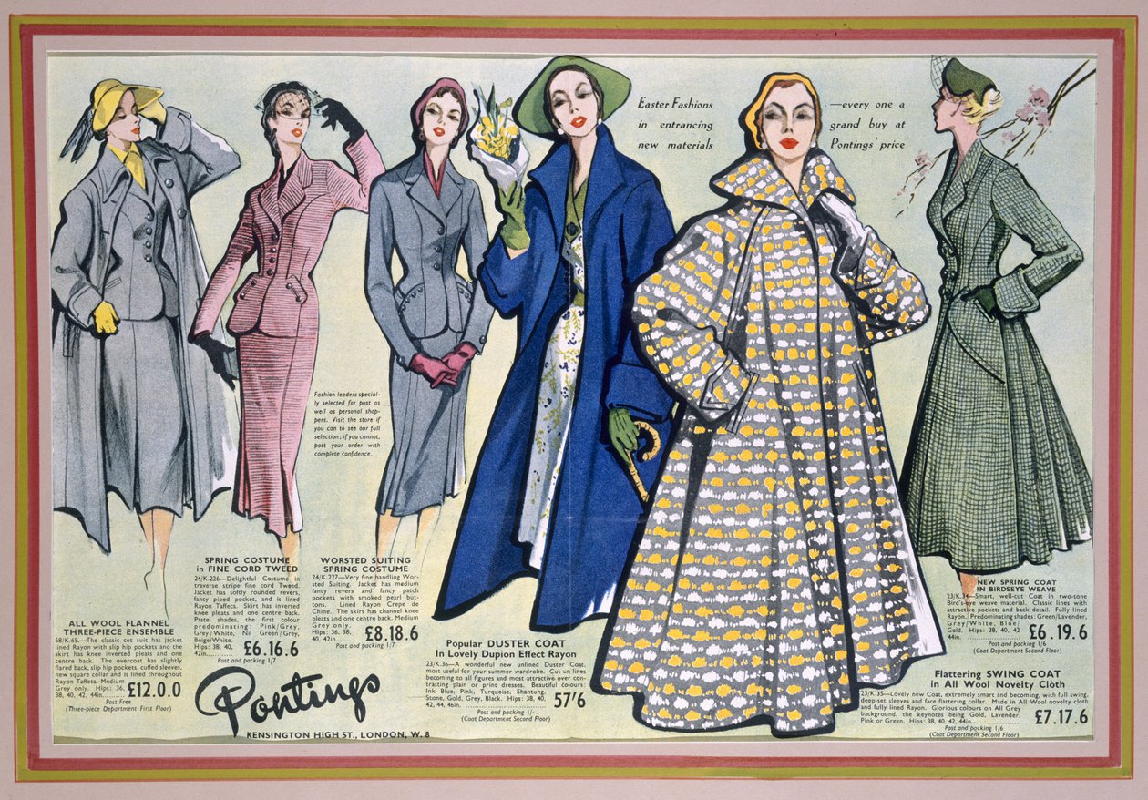 Annonce for Pontings Spring Collection, 1950