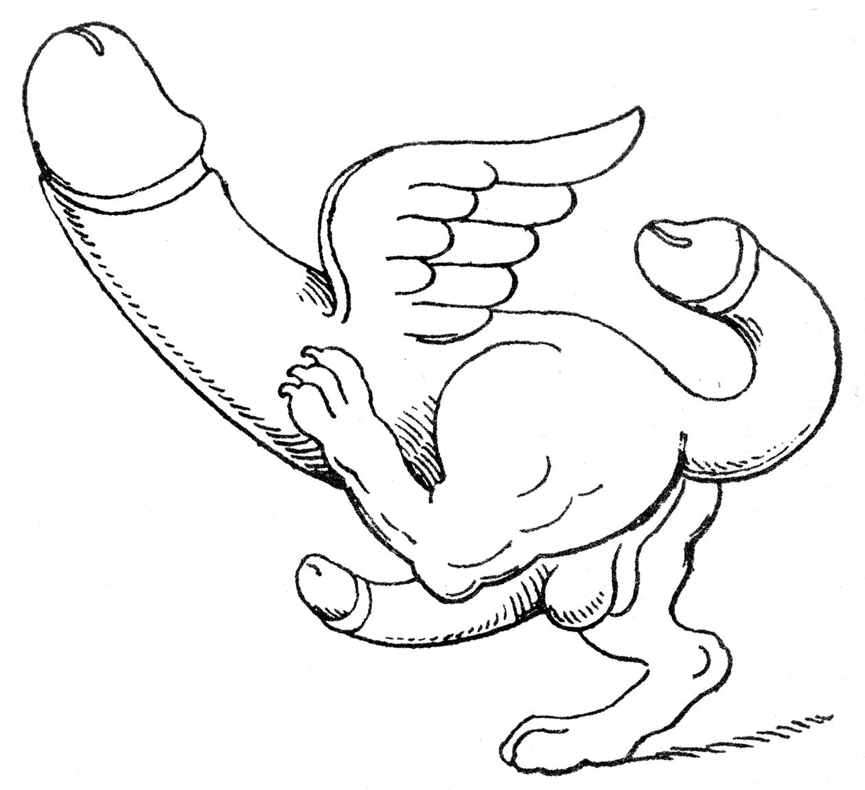 Amulet med en tredobbelt fallus af English School