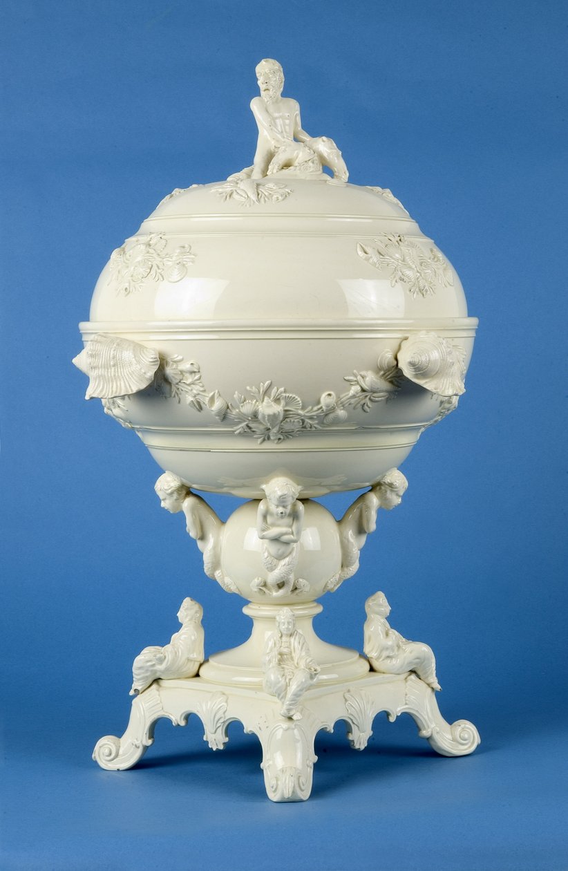Cocklepot på stativ, Leeds, ca. 1790 (cremeware) af English School