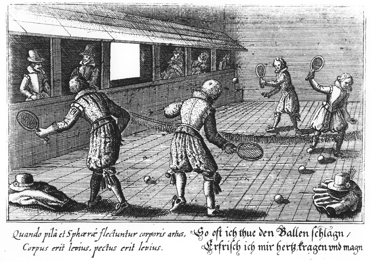 Elizabethan Tennis (gravering) af English School