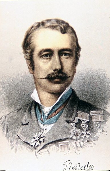 General Sir Garnet Wolseley (farve litho) af English School