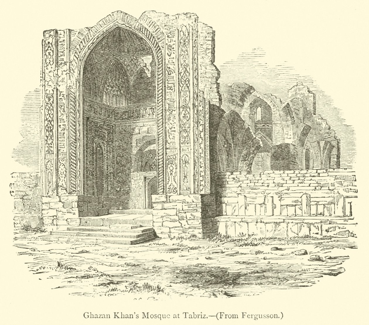 Ghazan Khans moské i Tabriz (gravering) af English School