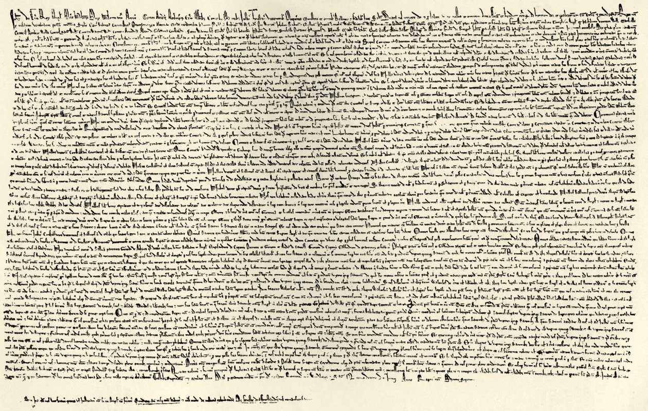 Magna Carta (blæk på pergament) af English School
