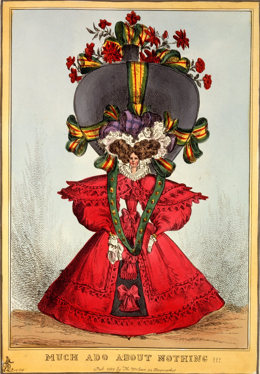 Much Ado About Nothing !!!, 1828 (håndfarvet gravering) af English School