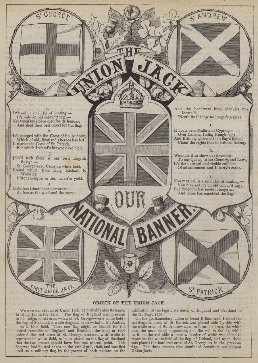 Union Jacks oprindelse (gravering) af English School