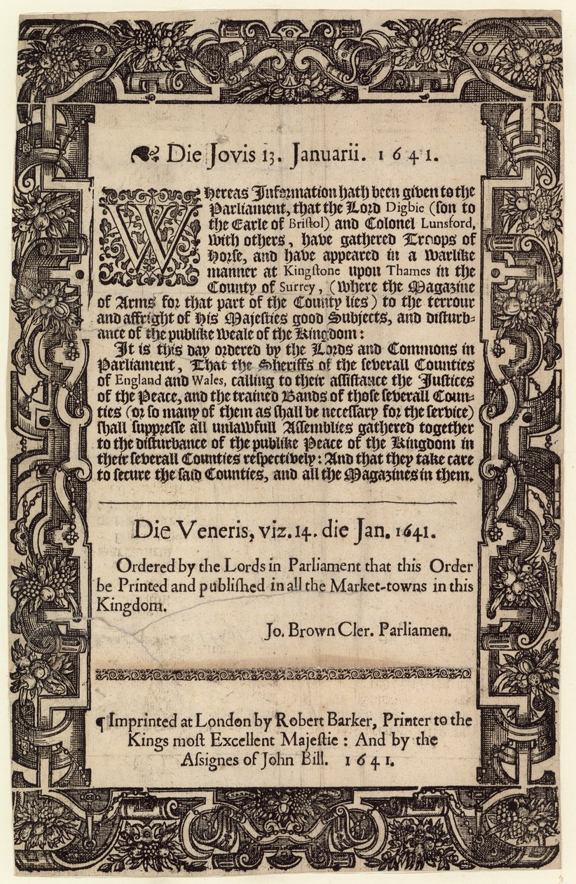 Folketingsbekendtgørelse, 14. januar 1641 af English School